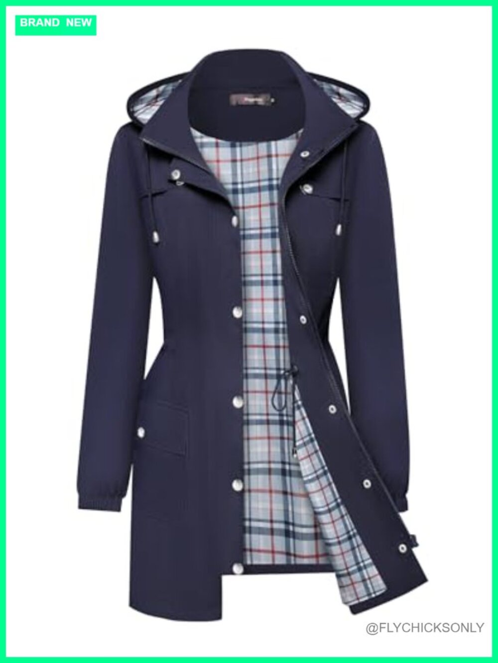 Womens Lightweight Waterproof Rain Jacket Windbreaker Hooded Trench